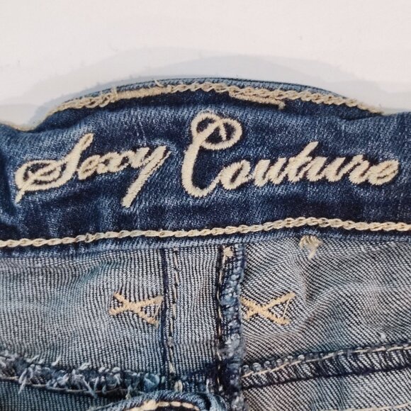 Sexy Couture jeans Boot cut stretch dark wash denim women's junior size 15 - Picture 6 of 16